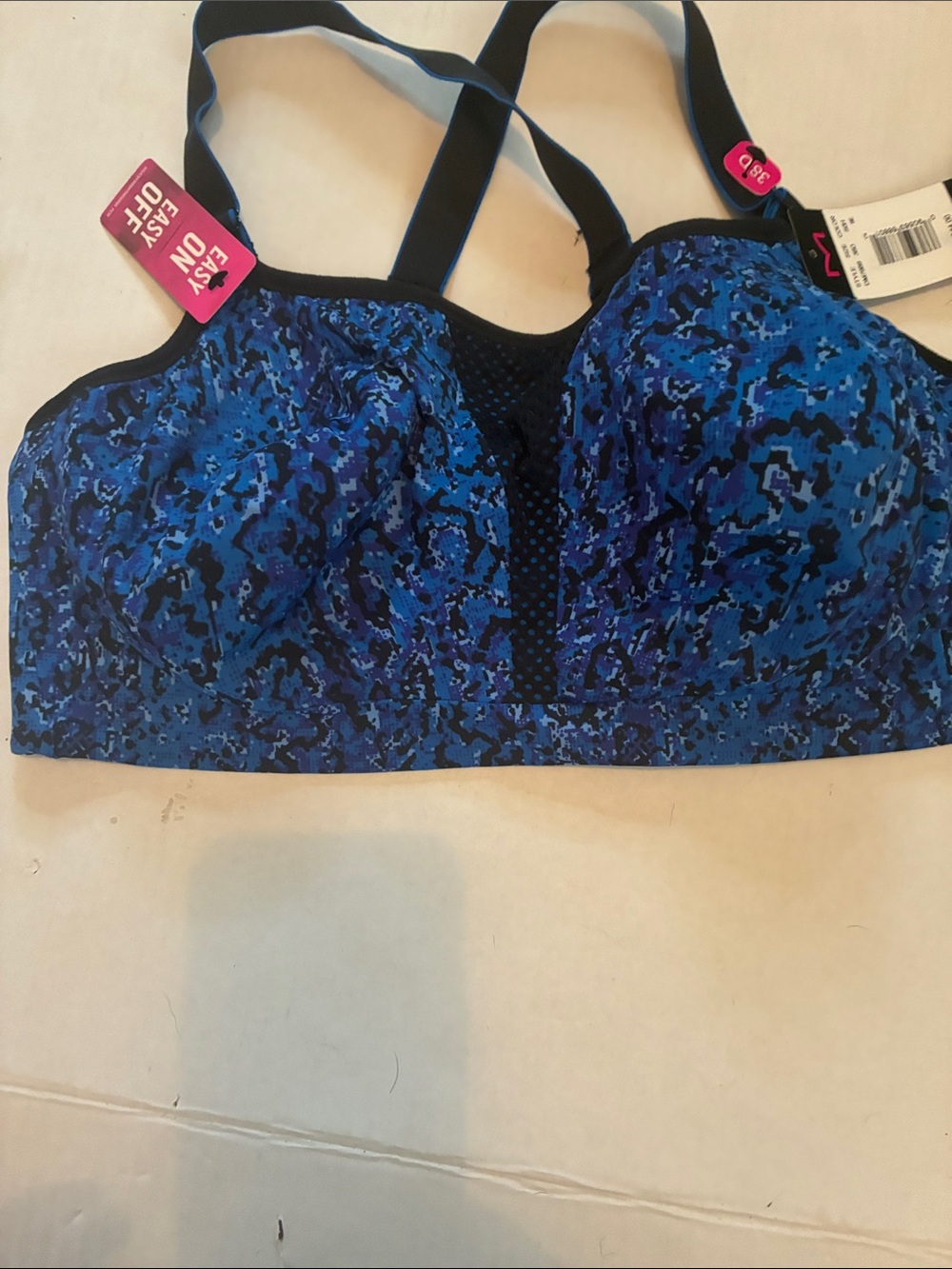 Women's Lighltly Padded Sports Bra - Blue Pattern Maidenform Size 38D NWT